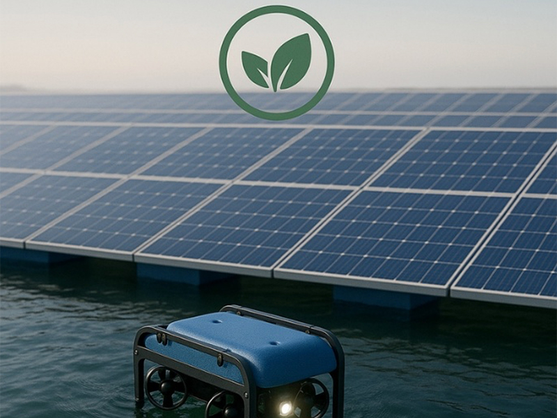 Monitoraggio ambientale di un impianto fotovoltaico flottante tramite ROV subacqueo, per valutare l’impatto sull’ecosistema acquatico.