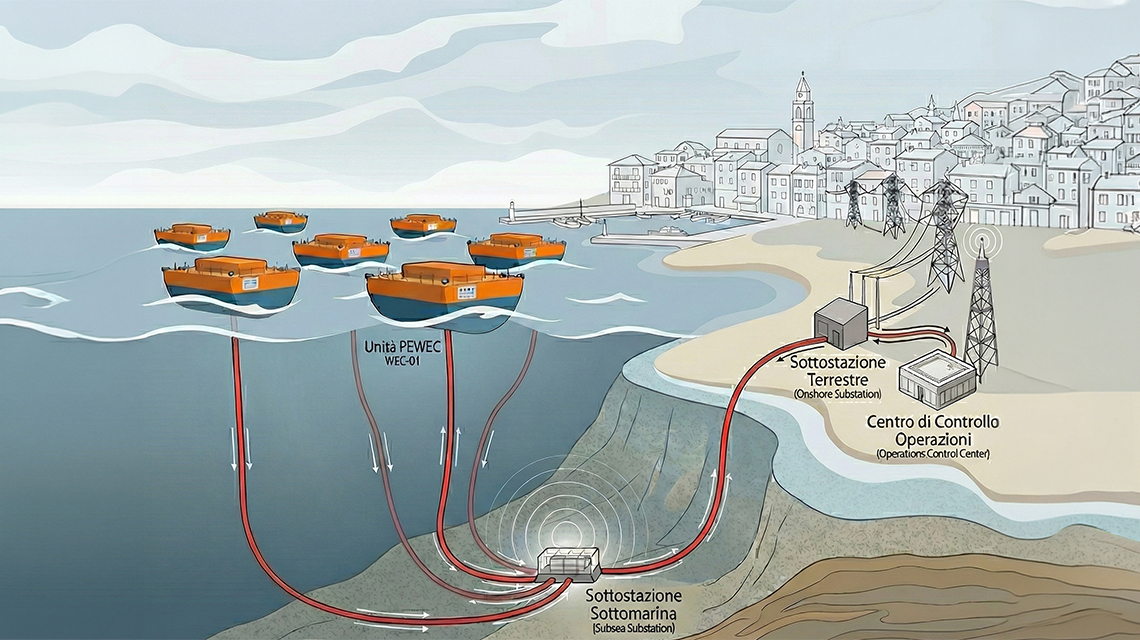 Rendering tridimensionale array dispositivi del dispositivo PEWEC 